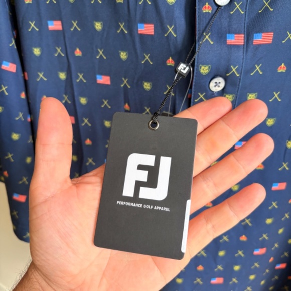 BRAND NEW FJ GOLF Polo Presidents Cup USA flag lightweight polyester NWT - Picture 5 of 11